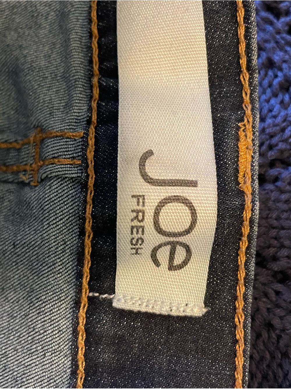 Joe Fresh Dark Blue Skinny Jeans with Tan Stitching